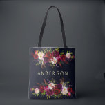 EDITABLE COLOR Navy Burgundy Rustic Boho Floral Tote Bag<br><div class="desc">CHANGEABLE BACKGROUND COLOR. Bohemian style Allover Print Tote Bag featuring watercolor illustration of burgundy, marsala, red and pink peonies and roses with feathers accent on navy blue background. This is perfect for fall/autumn/winter, floral and bohemian style events. Matching items are also available. * Please click the "Customise" button to change...</div>