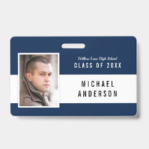 Editable Color School Class Reunion Photo Name ID Badge