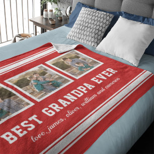 Editable Color Sporty Best Grandpa Ever Photo Fleece Blanket