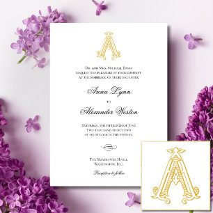EDITABLE COLORS AA Monogram Wedding Invitations