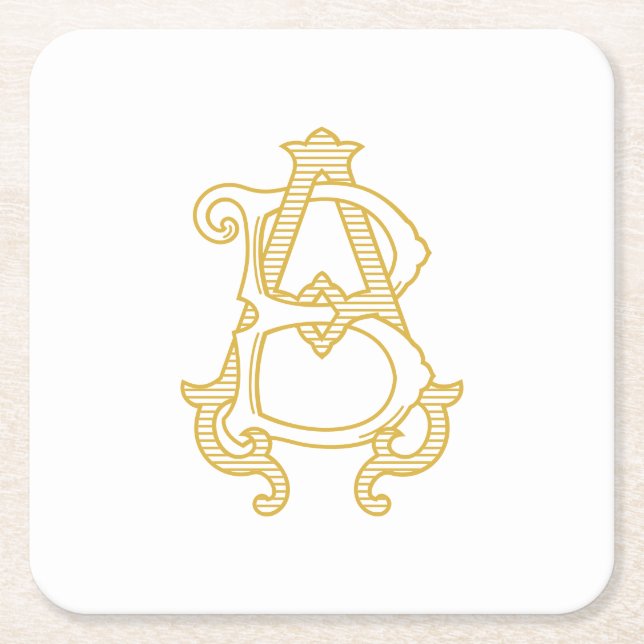 EDITABLE COLORS AB Monogram BA Logo Coasters (Front)