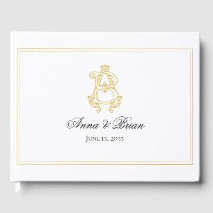 EDITABLE COLORS AB Monogram BA Monogram Guest Book