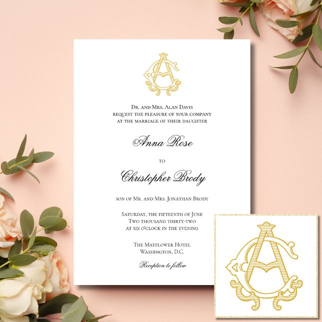 EDITABLE COLORS AC Monogram CA Monogram Invitation (Creator Uploaded)