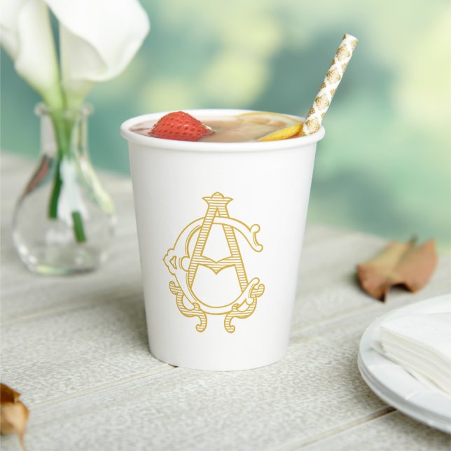 EDITABLE COLORS AC Monogram CA Monogram Paper Cups (Insitu)