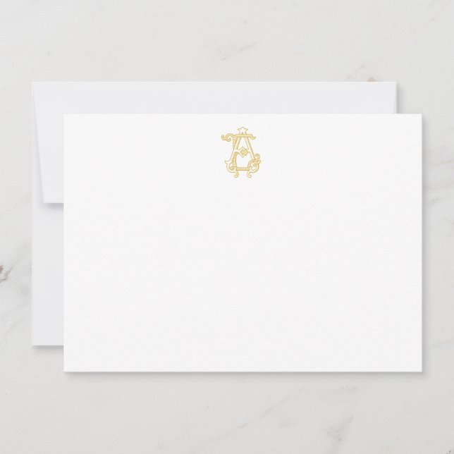 EDITABLE COLORS AE Monogram EA Monogram Notecards (Front)