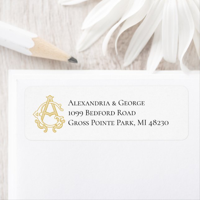 EDITABLE COLORS AG Monogram GA Monogram Label Return Address Label (Insitu)