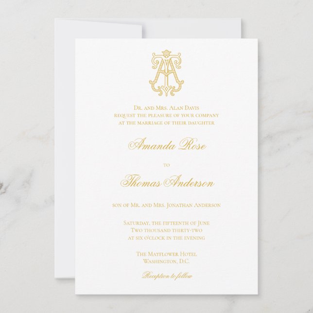 EDITABLE COLORS AT Monogram TA Logo Invitation (Front)