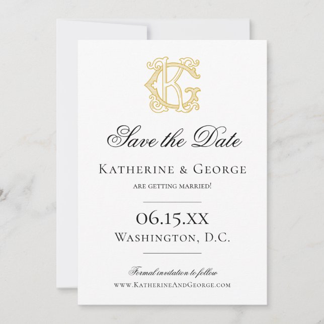 EDITABLE COLORS GK Monogram KG Monogram Invitation (Front)