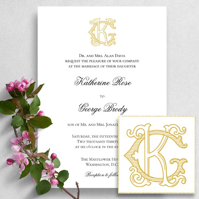 EDITABLE COLORS GK Monogram KG Monogram Invitation (Creator Uploaded)