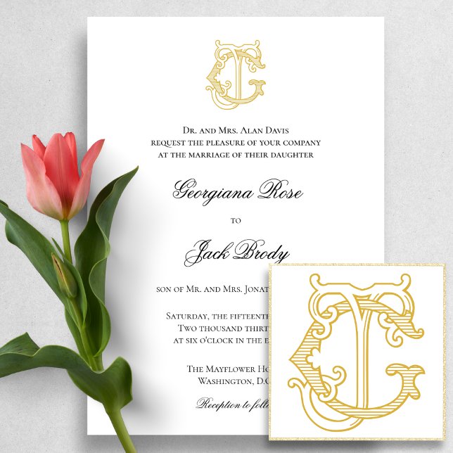 EDITABLE COLORS JG Monogram GJ Monogram Invitation (Creator Uploaded)