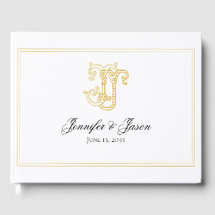 EDITABLE COLORS JJ Monogram JJ Crest Guest Book