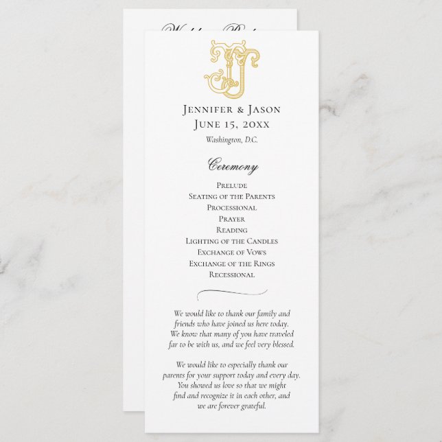 EDITABLE COLORS JJ Monogram JJ Crest Program (Front/Back)