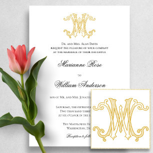 EDITABLE COLORS MW Monogram WM Logo Invitation