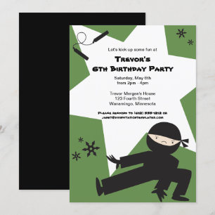 EDITABLE COLORS! Ninja Birthday Party Invitation