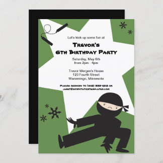 EDITABLE COLORS! Ninja Birthday Party Invitation