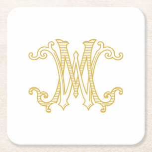 EDITABLE COLORS WM Monogram MW Logo Coasters