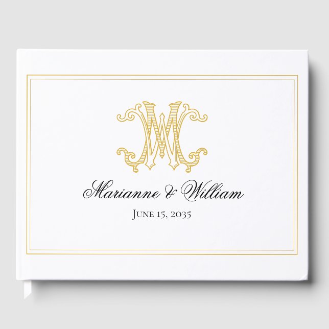 EDITABLE COLORS WM Monogram MW Monogram Guest Book (Front)