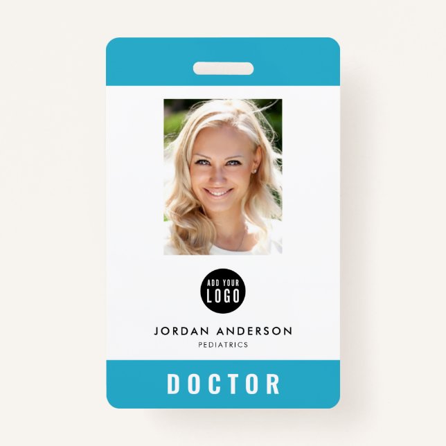 Editable Colour Add Logo Medical Employee Photo ID ID Badge (Front)