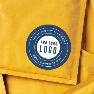 Editable Colour Add Your Logo Border Thank You Classic Round Sticker