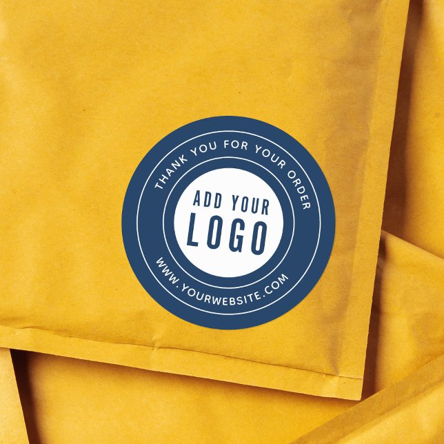 Editable Colour Add Your Logo Border Thank You Classic Round Sticker (Creator Uploaded)