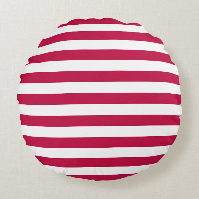 Editable Colour and White Stripes Round Cushion (Front)