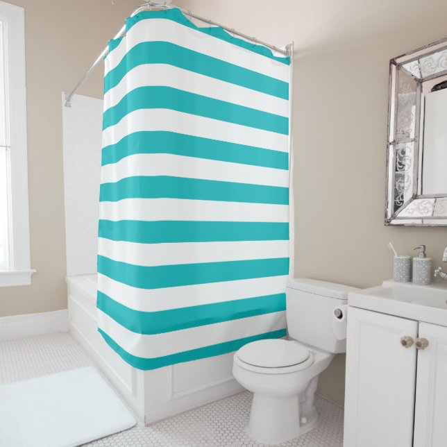 Editable Colour and White Stripes Shower Curtain (In Situ)