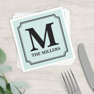 Editable Colour Background Name Monogram Napkin