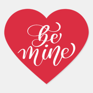 Editable Colour Be Mine Valentines Typography  Heart Sticker