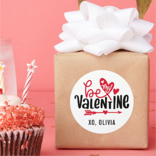 Editable Colour Be My Valentines Classic Round Sticker