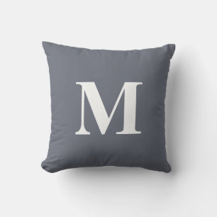 Editable Colour Blue White Monogram Initial Cushion