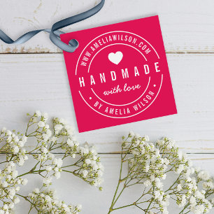 EDITABLE Colour Bold Handmade With Love Heart Tag
