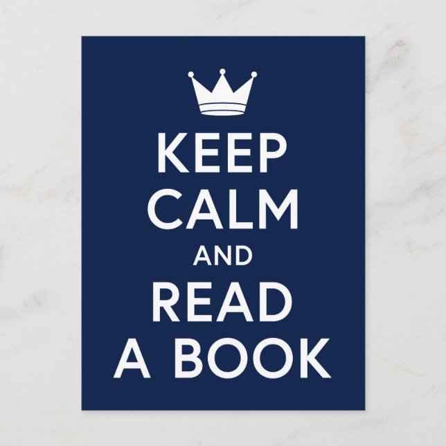 Editable Colour Bookish Keep Calm and Read a Book Postcard (Front)