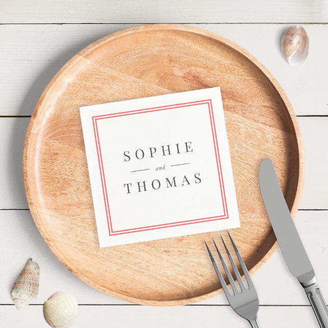 Editable Colour Border Modern Classic Wedding Napkin (Creator Uploaded)