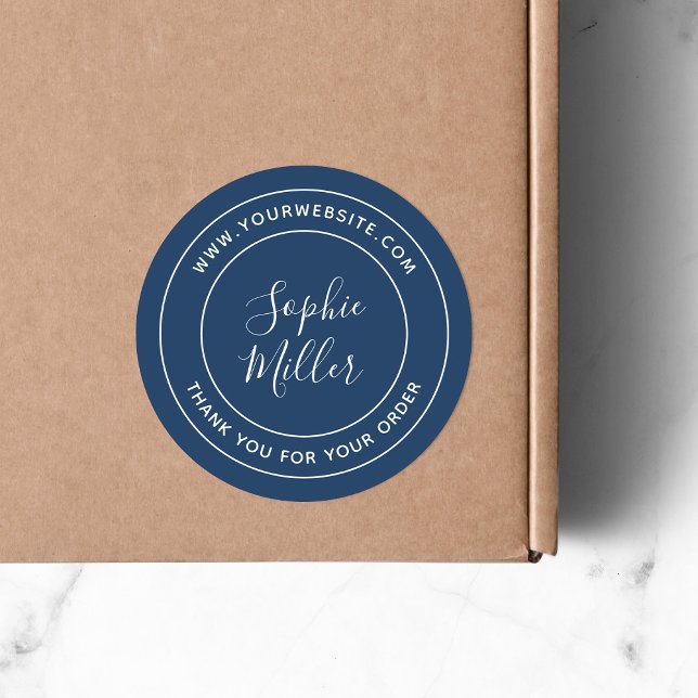 Editable Colour Calligraphy Add Company Brand Name Classic Round Sticker (Creator Uploaded)