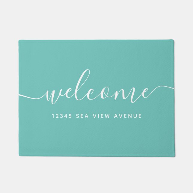Editable Colour Calligraphy Script Property Welcom Doormat (Front)