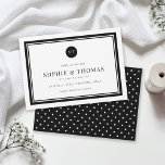 Editable Colour Classic Monogram Save the Date Invitation<br><div class="desc">This modern classic save the date card features an editable colour; to change the colour of the border, circle and back background from black to the colour of your choice, click the customise button and simple change both the front and back background colour. Personalise it by replacing the placeholder text....</div>