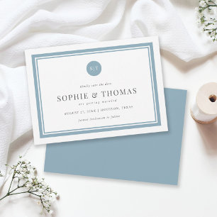 Editable Colour Classic Monogram Save the Date Invitation