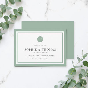 Editable Colour Classic Monogram Save the Date Invitation