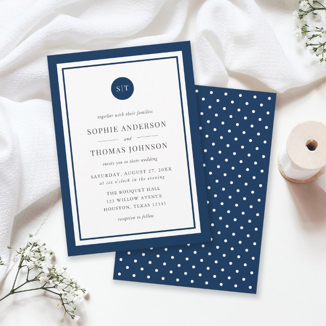 Editable Colour Classic Round Monogram Wedding Invitation (Creator Uploaded)