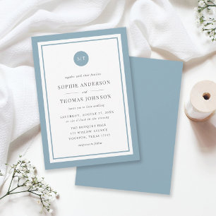 Editable Colour Classic Round Monogram Wedding Invitation