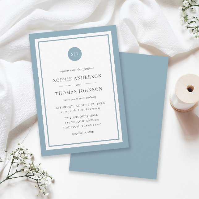 Editable Colour Classic Round Monogram Wedding Invitation (Creator Uploaded)