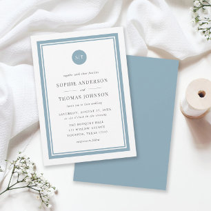 Editable Colour Classic Round Monogram Wedding Invitation