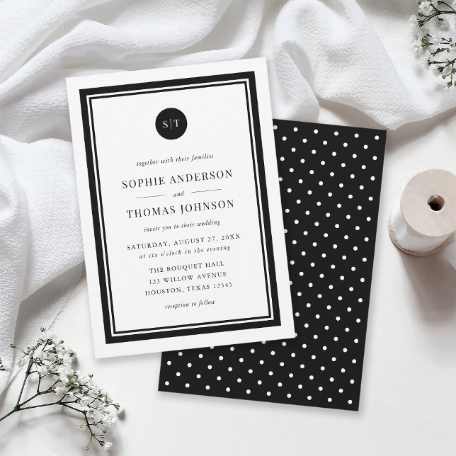 Editable Colour Classic Round Monogram Wedding Invitation (Creator Uploaded)
