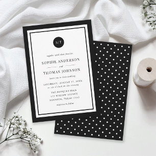 Editable Colour Classic Round Monogram Wedding Invitation
