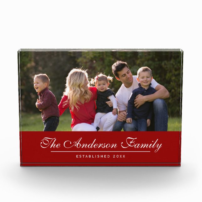 Editable Colour Cursive Family Name Photo Block (Front)