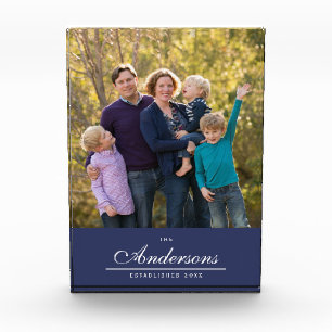 Editable Colour Cursive The Family Name Photo Block