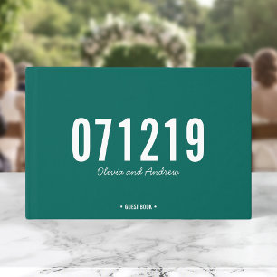 Editable Colour Date Bold Modern Wedding Guest Book