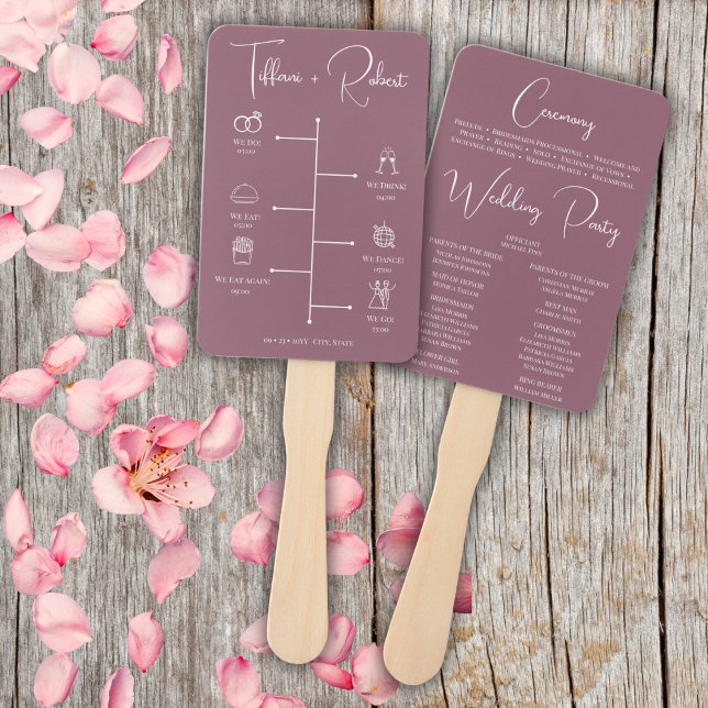 Editable Colour Dusty Pink Wedding Timeline Hand Fan (Creator Uploaded)