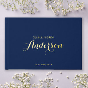Editable Colour Elegant and Modern Wedding Script Guest Book