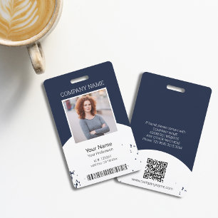 Editable Colour Employee Photo ID QR & Bar Code  Badge